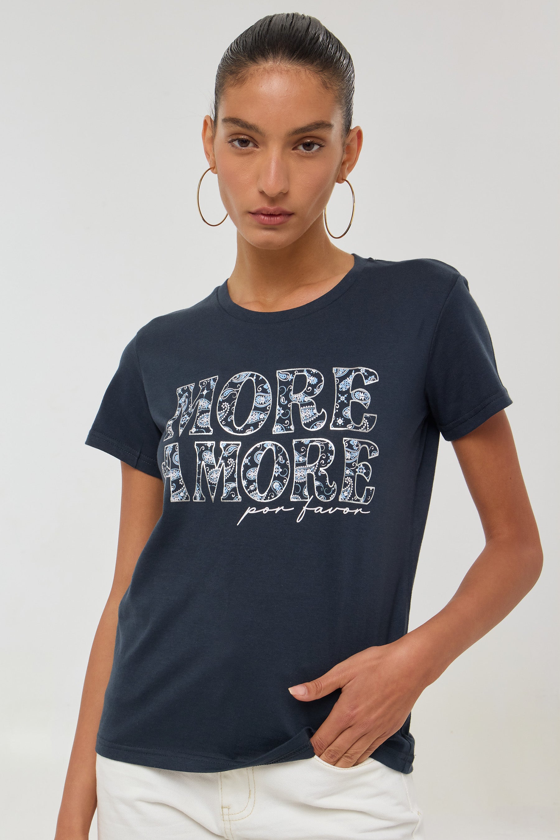 חולצת לורי טקסט פייזלי נייבי