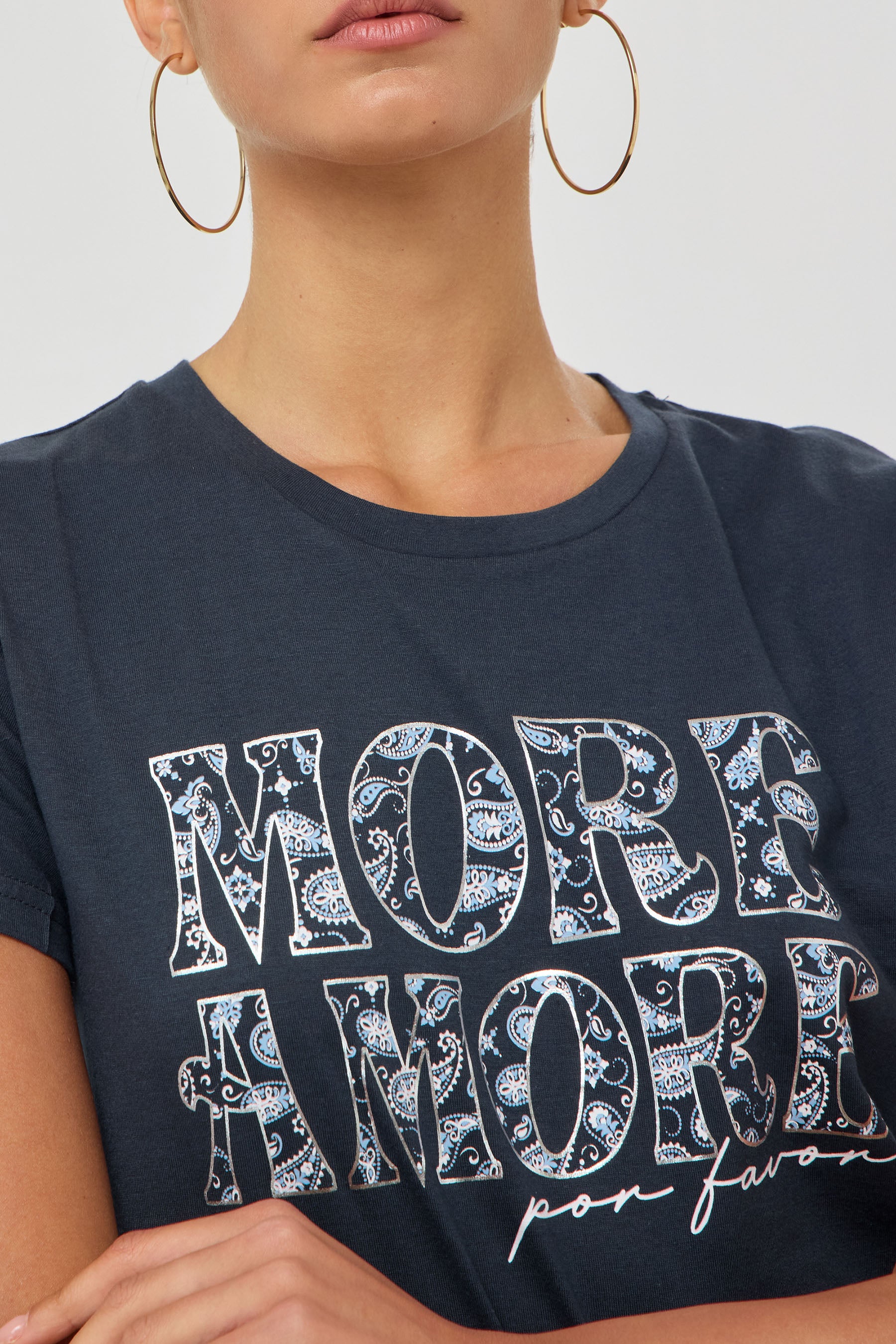 חולצת לורי טקסט פייזלי נייבי