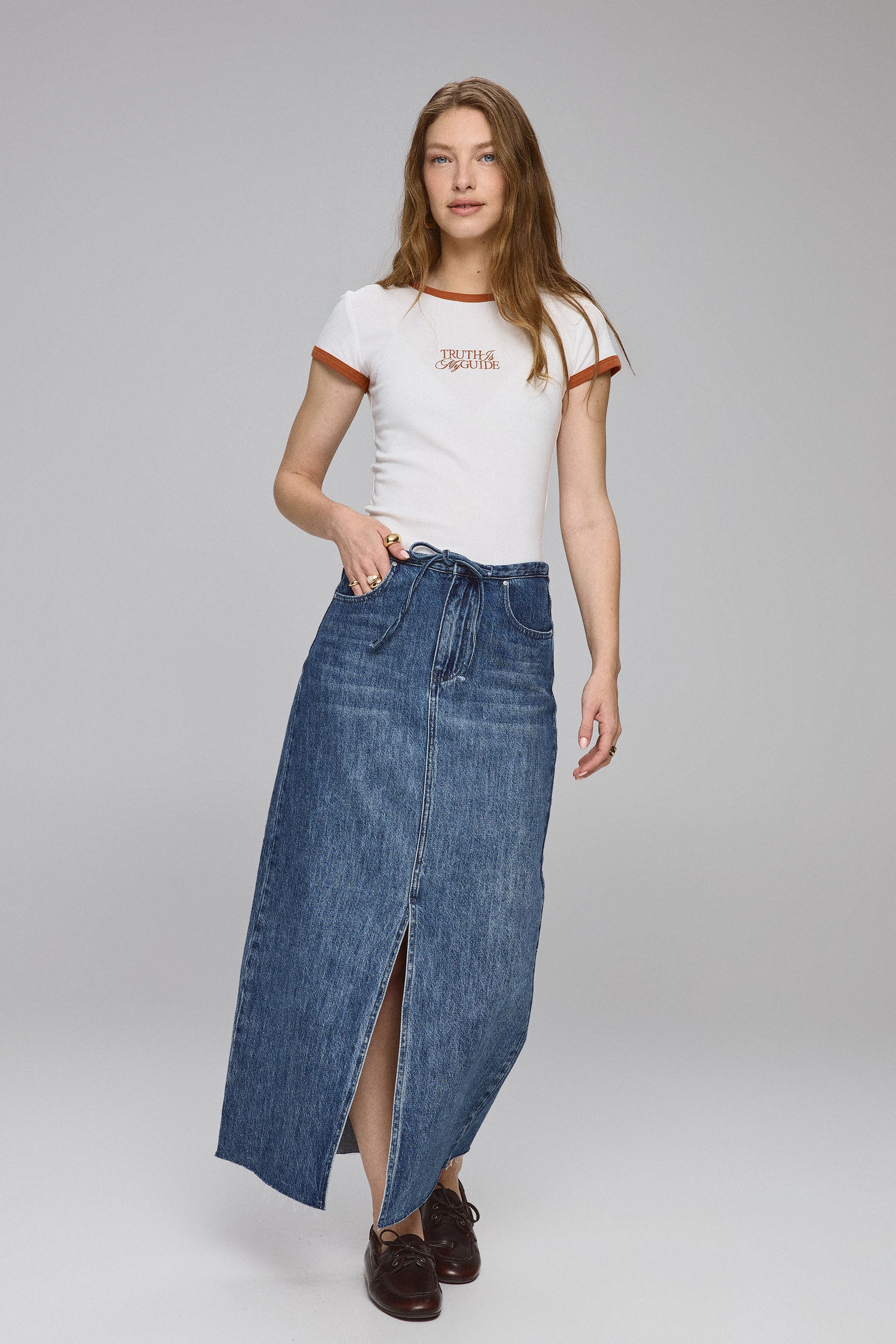 חצאית גינס עם שרוך