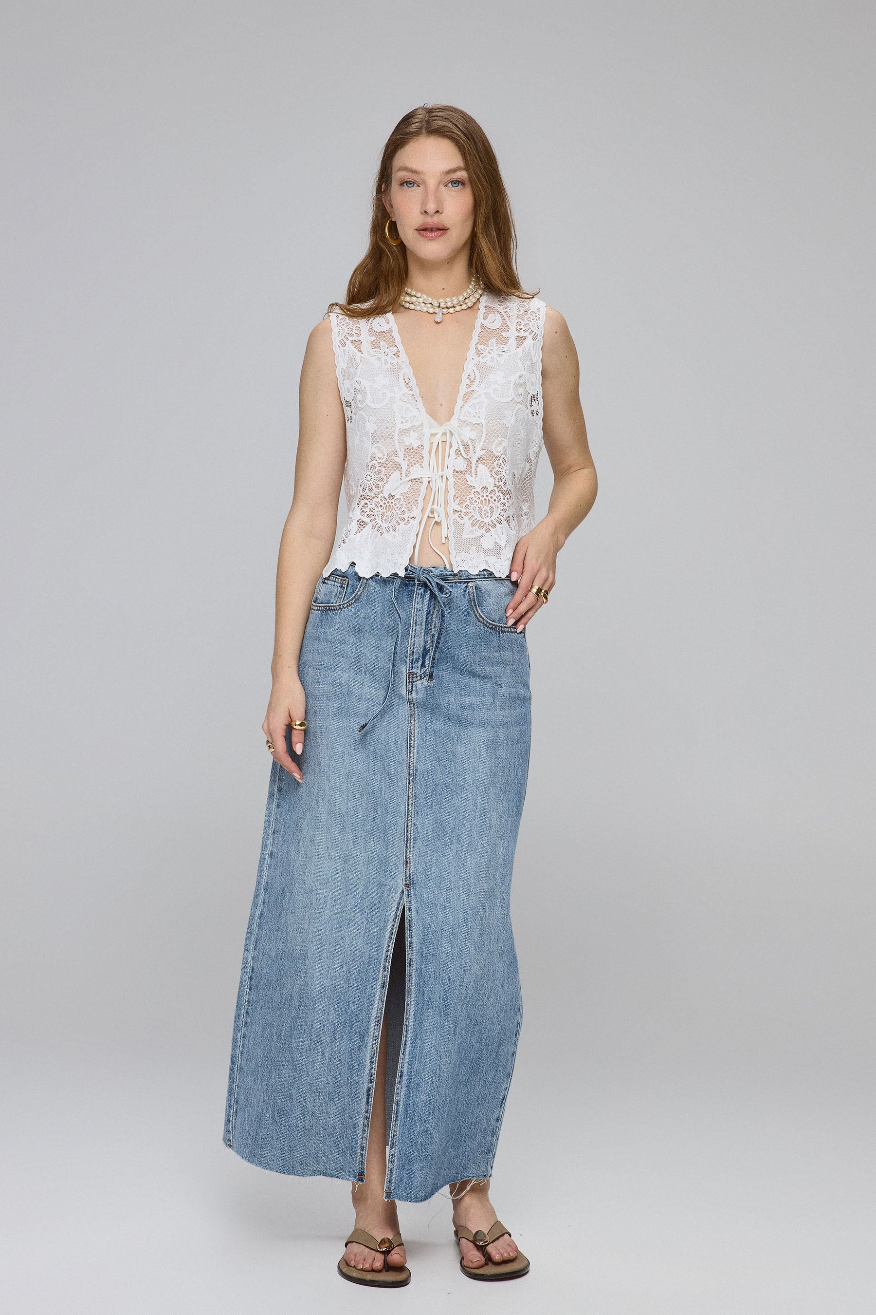 חצאית גינס עם שרוך