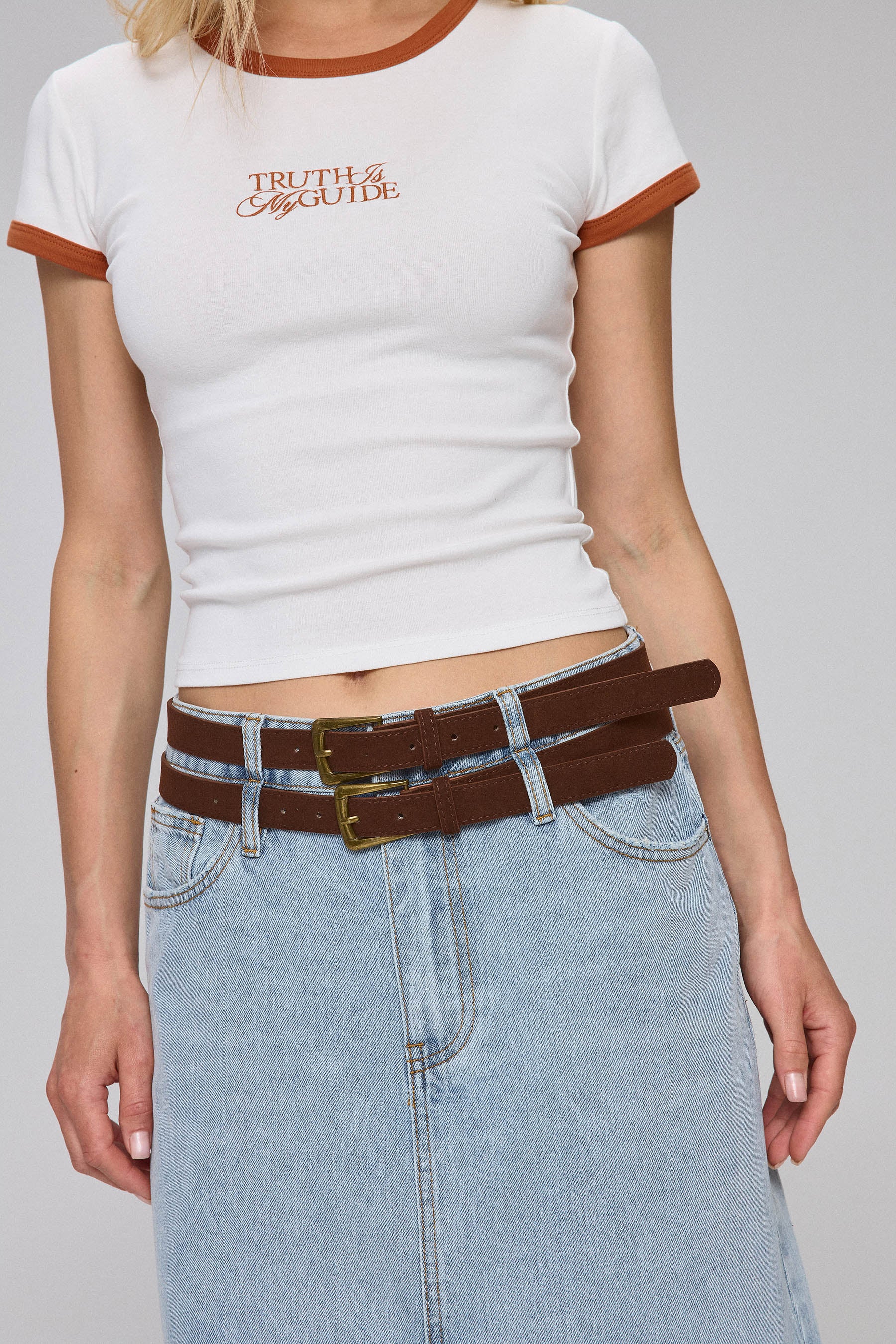 חצאית מקסי חגורה כפולה