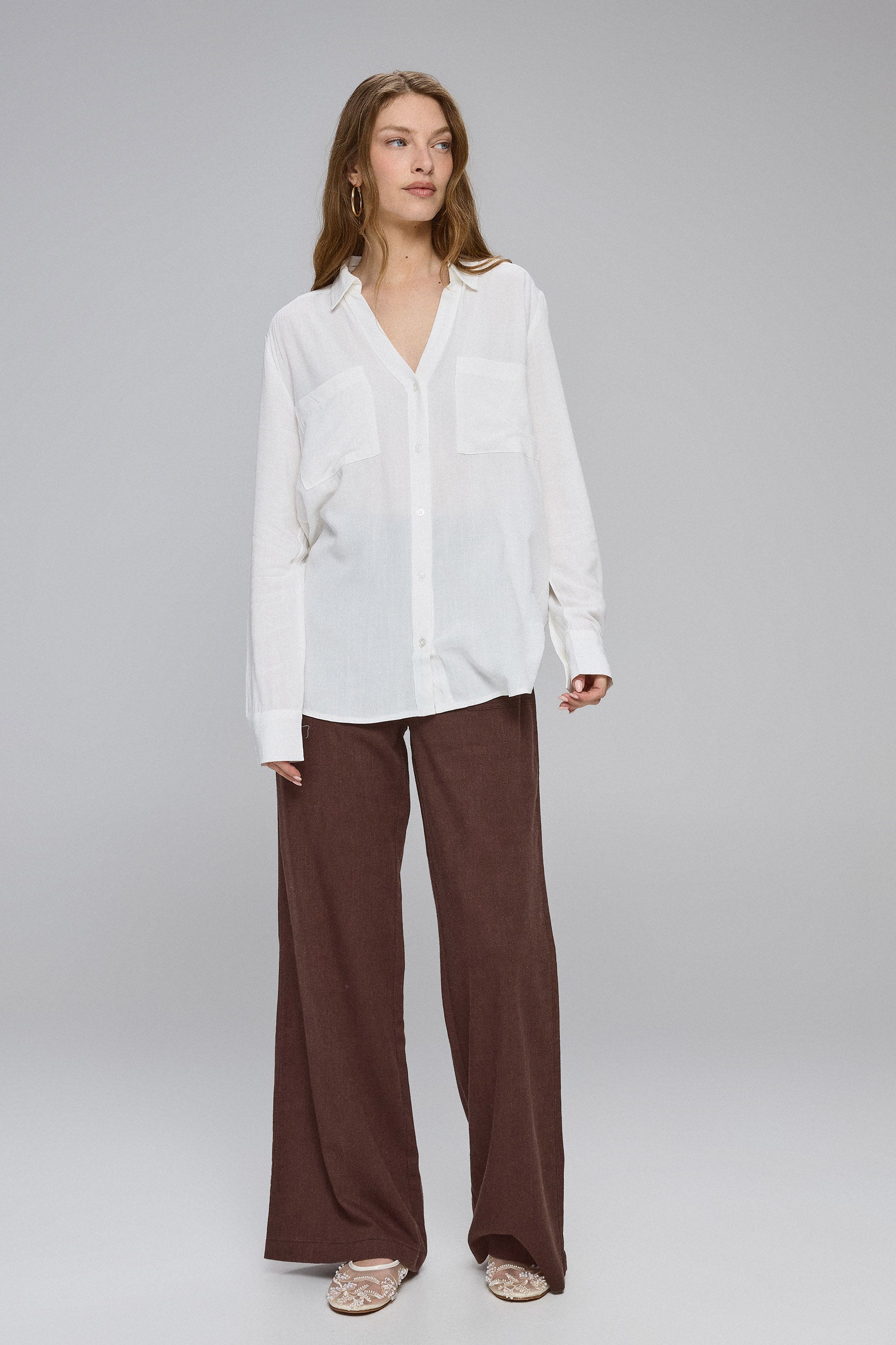 חולצה מכופתרת נטורל