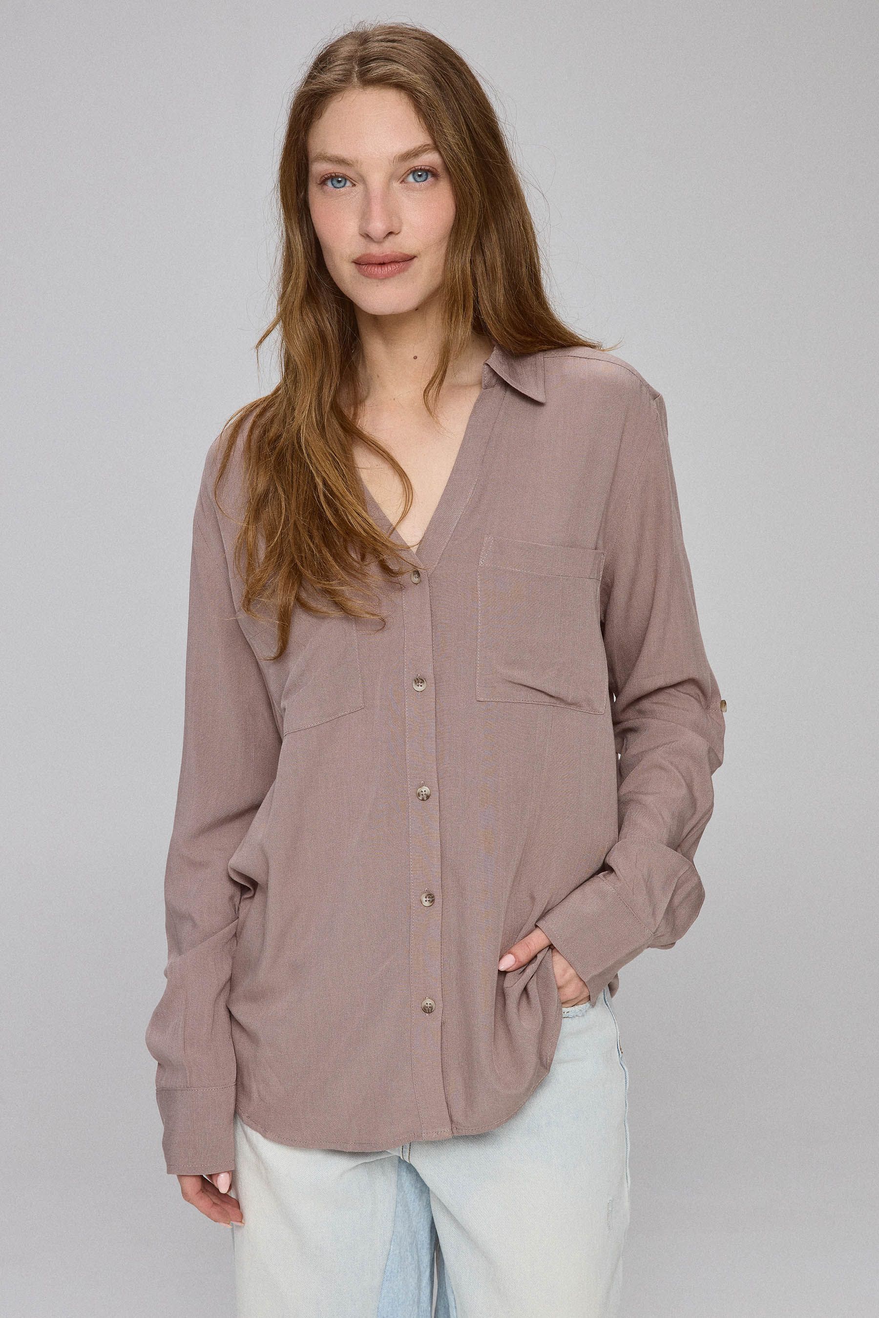 חולצה מכופתרת נטורל