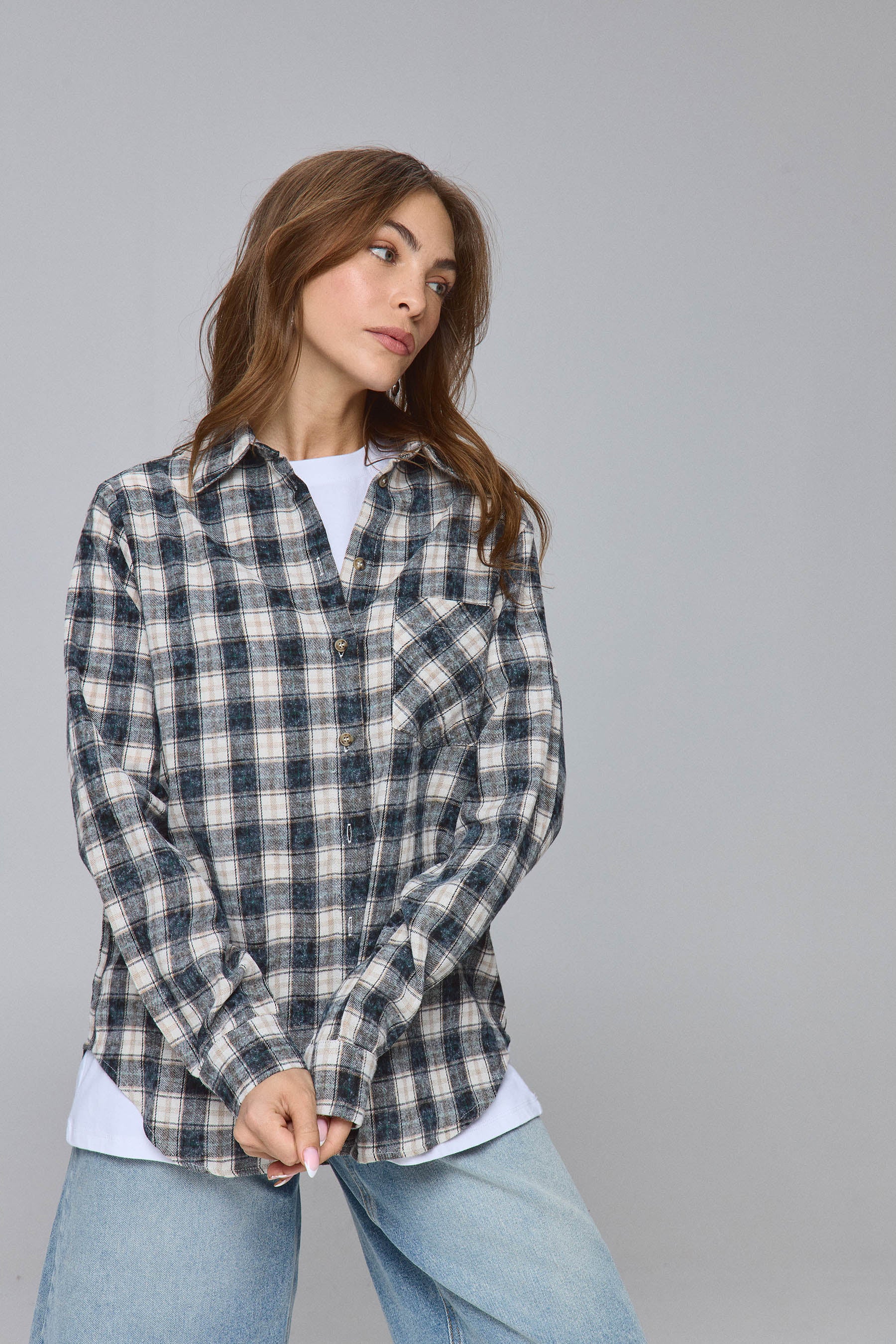 חולצה משובצת דיסטרוי