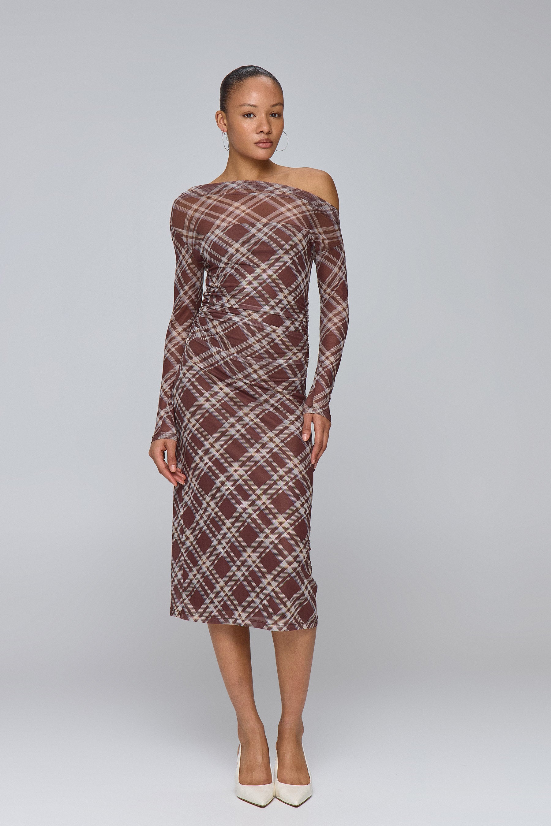 שמלה א-סימטרית רזיל משבצות