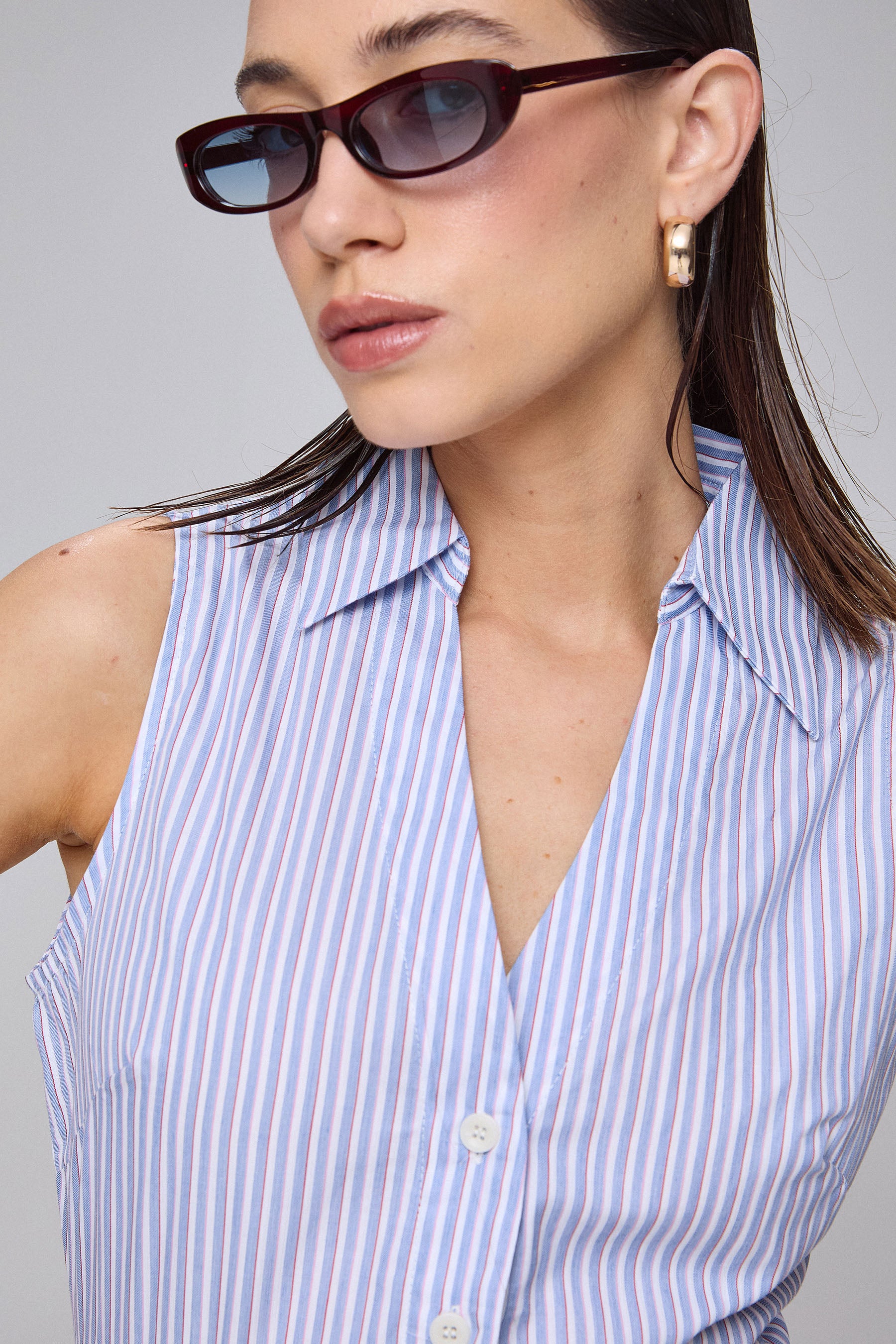 שמלה מכופתרת פסים