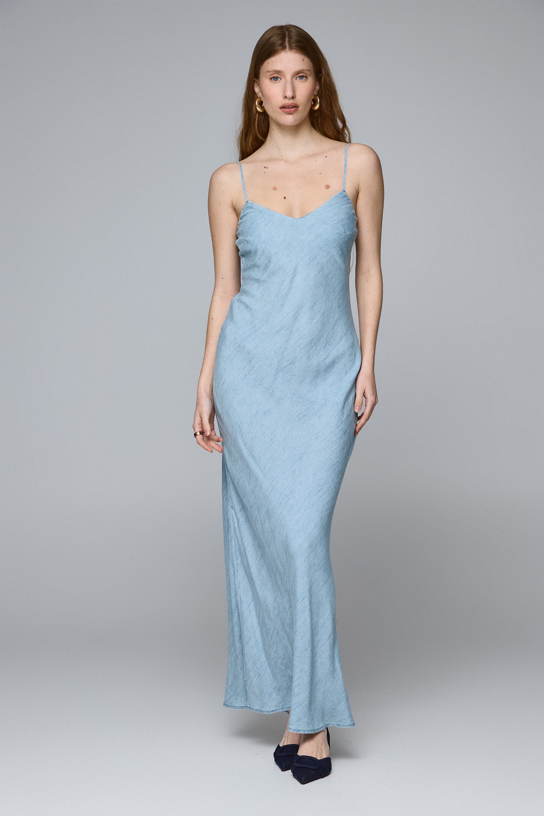 שמלת אינדיגו אלכסונית